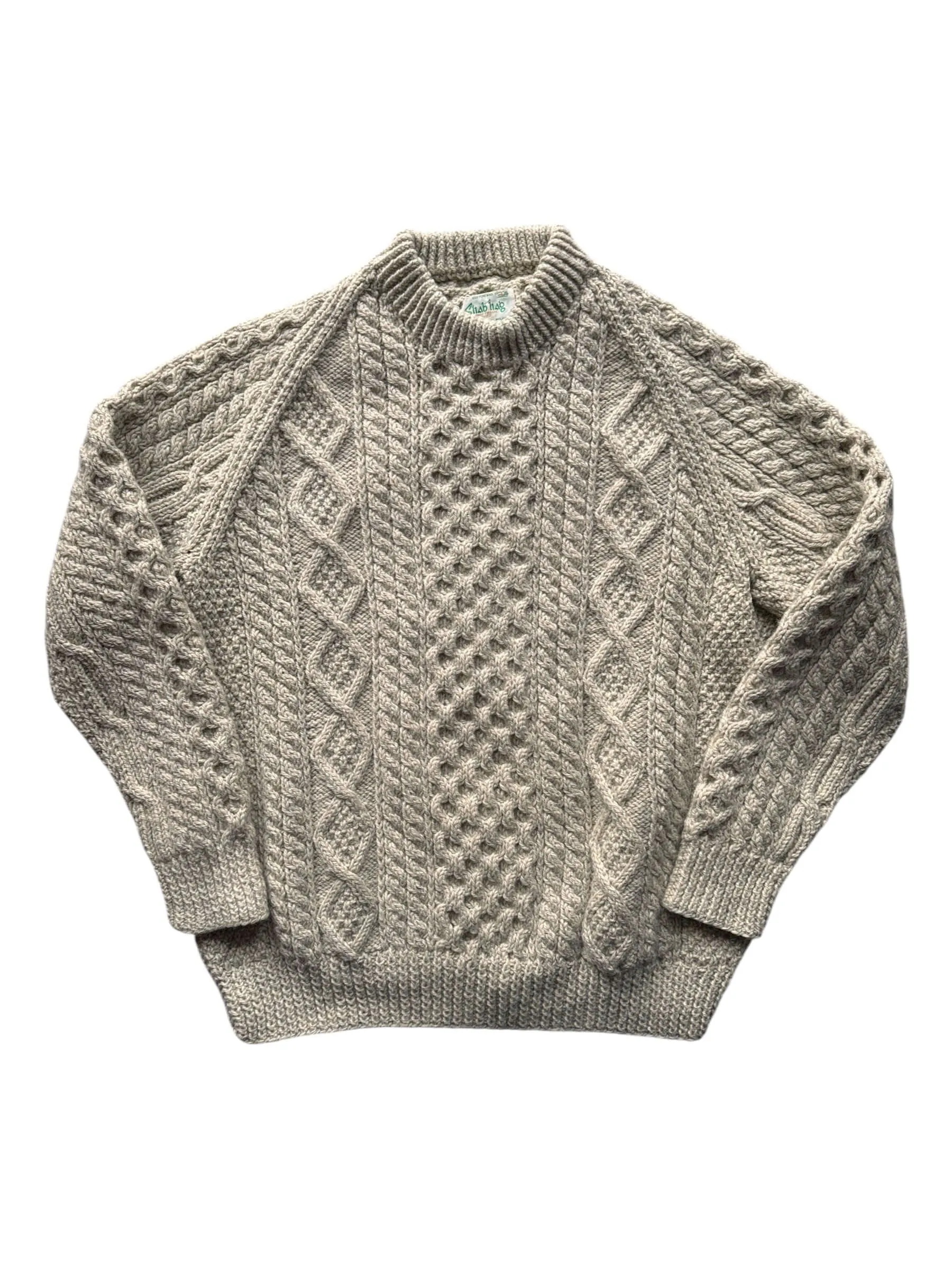 Vintage Sliab Liag Oatmeal Irish Cable Knit Fishermans Sweater SZ XL