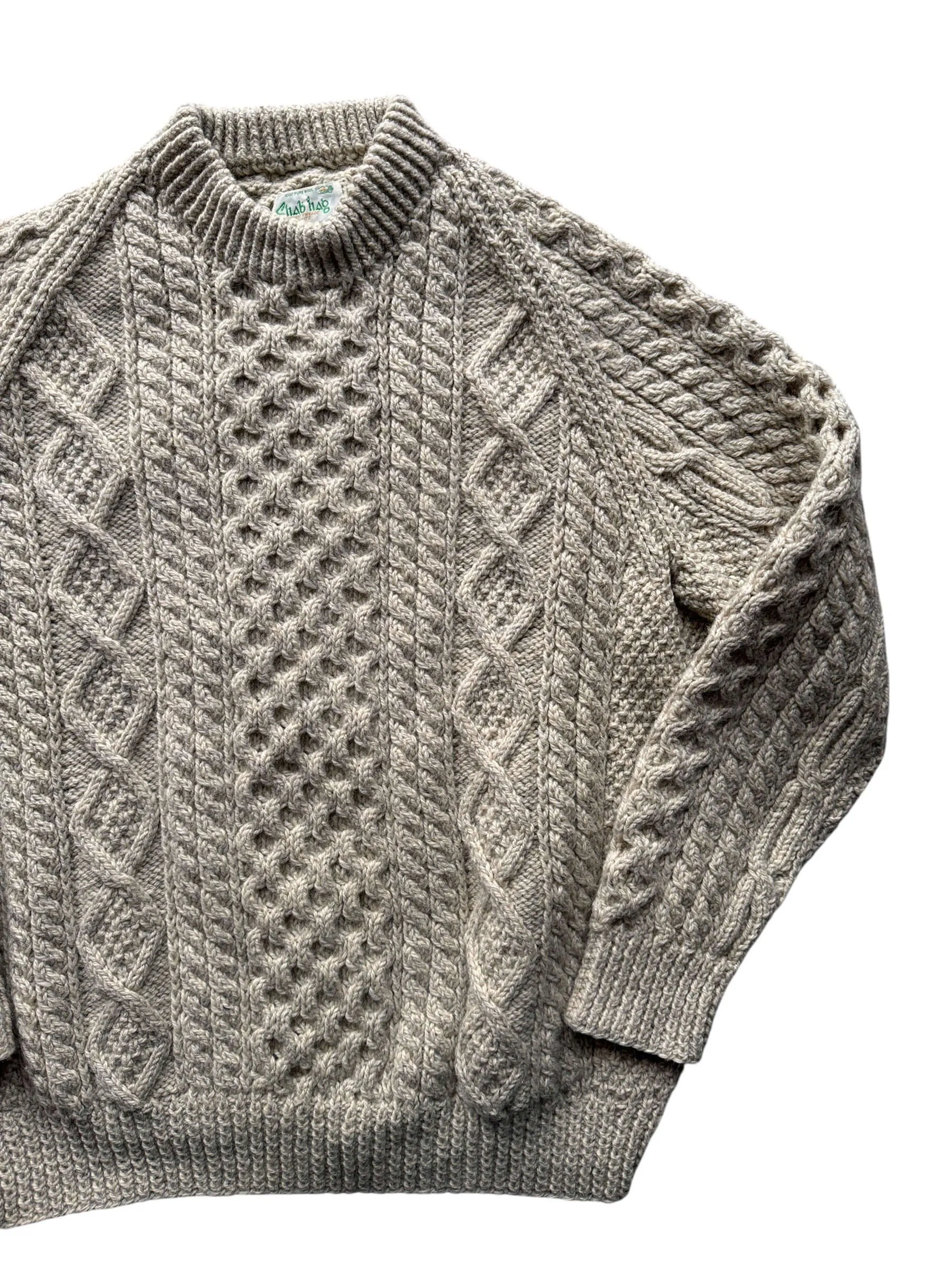 Vintage Sliab Liag Oatmeal Irish Cable Knit Fishermans Sweater SZ XL