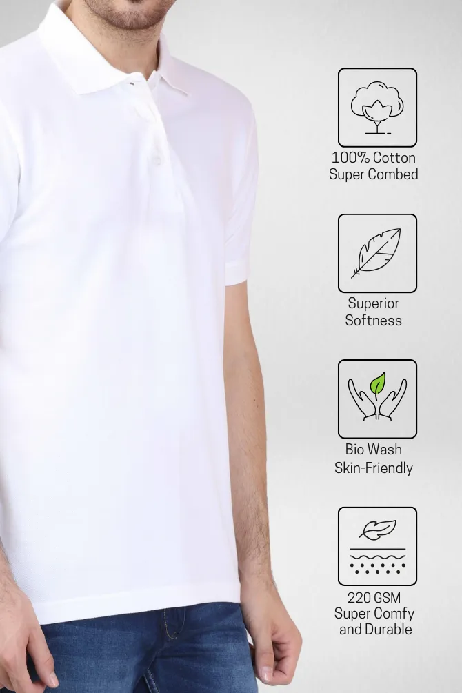 White and Navy Blue Polo T-Shirts Combo for Men