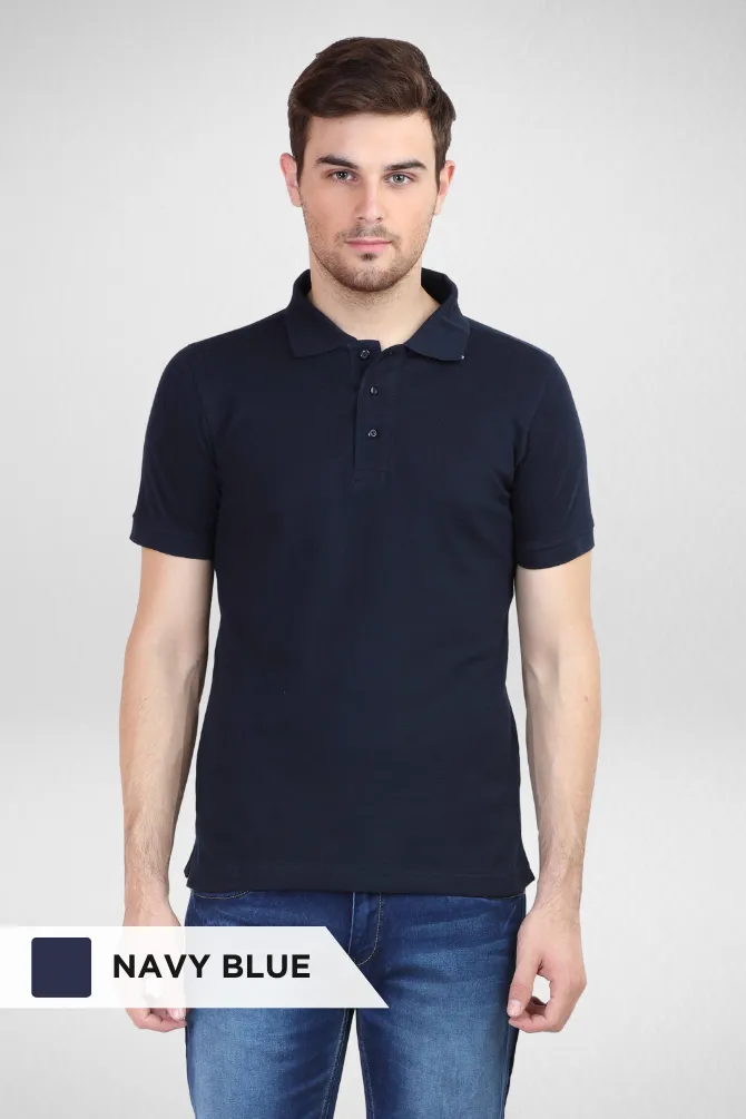 White and Navy Blue Polo T-Shirts Combo for Men