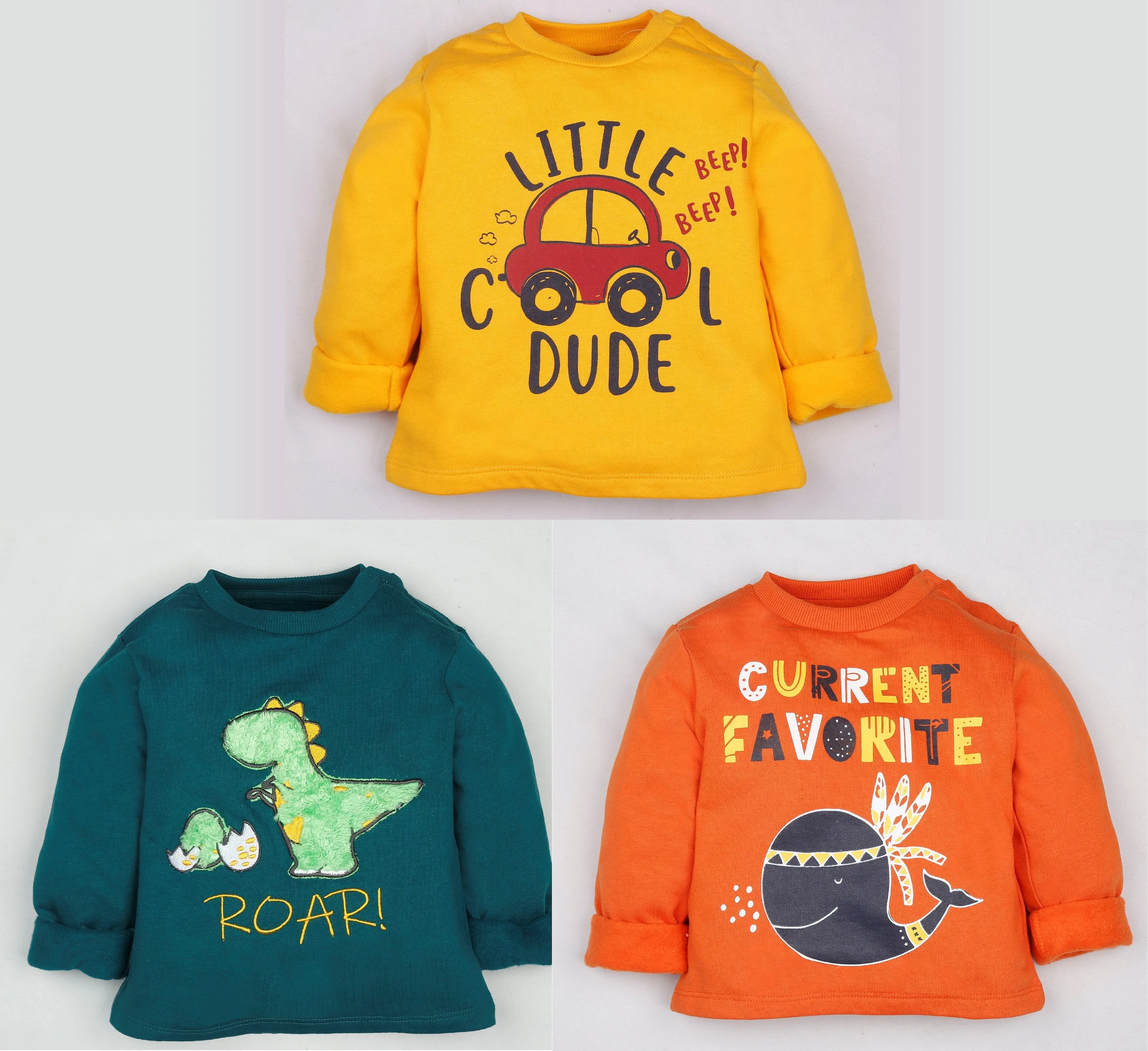 Winter Sweatshirt Combo - Dinosaur, Dude and Whale